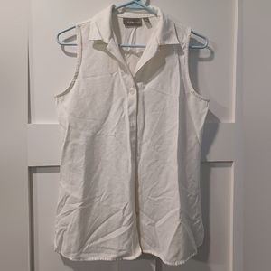 3/$15 🌟CROFT & BARROW Women's White Collared Button-Down Sleeveless Top, Size S
